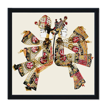 陕西皮影戏新中式风格装饰画客厅沙发背景墙三联挂画喜庆人物壁画 ym