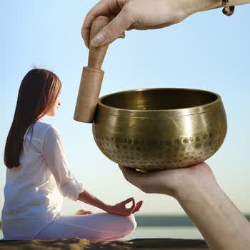 法器佛音钵瑜伽冥想佛音碗西藏颂钵转经碗铜磬 佛音碗 整套7个配垫子