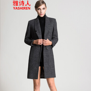 雅诗人2015秋冬新款欧美范大码长款羊毛呢大衣女修身呢子上衣毛呢外套女 红色 XXL