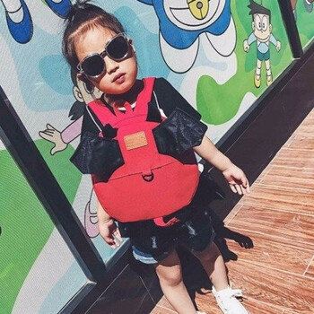 宝宝丢失儿童走失背包幼儿园1-2男童3岁女童双肩可爱小孩书包 红色