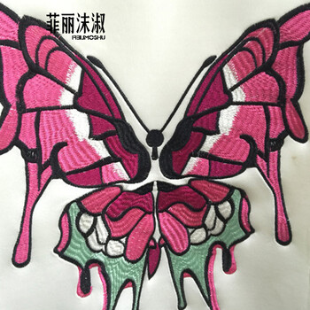 菲丽沫淑FLMS 2015秋冬新款 欧美潮牌新款太空棉宽松休闲蝴蝶刺绣卫衣外套女 8852 白色 M