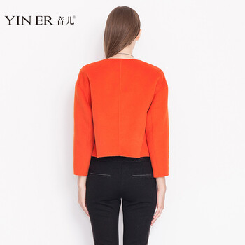 
                                        YINER音儿秋冬新款 羊毛双面呢两穿短款小外套85510530 橙色 175/44/XXL                