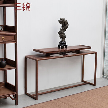 新中式禅意条案老榆木供桌实木玄关台简约黑胡桃木客厅条几 老榆木