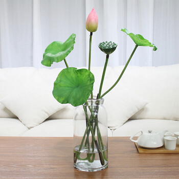 家装软饰 花瓶花艺 wo  仿真荷花荷叶莲花出租屋改造仙女房间装饰品