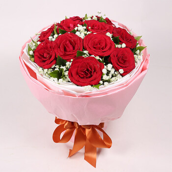 全国11朵红粉香槟玫瑰花束鲜花速递广州北京同城送花上海深圳t j款11