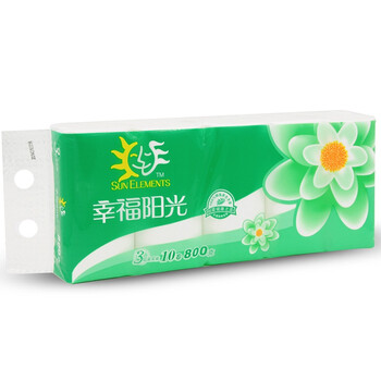 【京东超市】幸福阳光(sunelements)卫生纸 太阳花无芯卷纸3层80G*10粒