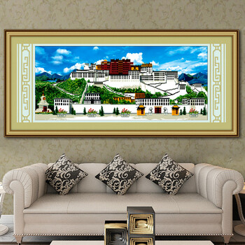 蒙娜丽莎水晶钻石十字绣满钻客厅大画5D钻石画布达拉宫钻石绣贴钻画砖石画5d满钻点钻绣水晶画 YT8372