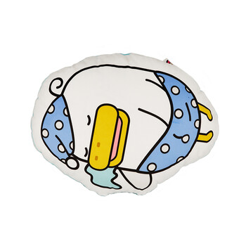 躺倒鸭联名抱枕短毛绒恶搞表情包腰垫可爱卡通沙发靠枕 口水鸭