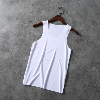 男士夏季冰丝无痕运动修身弹力紧身跨栏背心圆领打底 白色 m