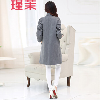 瑾茉2016春季新款风衣女中长款百搭外套 灰色 L