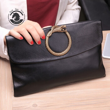 andseeyou韩版新款大容量牛皮信封包时尚女式手拿包女真皮女包名媛包