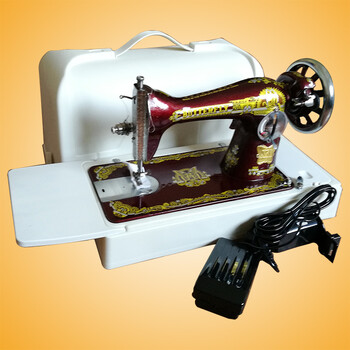 缝纫机老式家用蝴蝶牌电动衣车手动脚踩逢衣机台式吃厚 红 直流电机