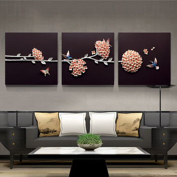 
                                                            福雕家饰工艺画3d立体浮雕画沙发背景墙壁画简约现代客厅装饰画卧室玄关走廊过道三联挂画花团锦簇 花团锦簇  竖版 60cm*60cm*3联                