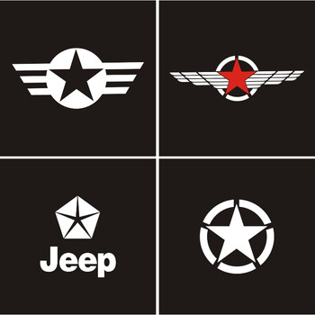 越野车jeep五星标志五角星车贴爱国反光汽车贴纸拉花 长15cm(颜色型号