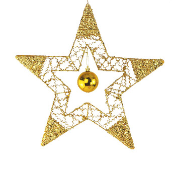 节日装饰品 立体五角星星吊装饰 挂件酒吧商场婚房节庆装扮品 镂空