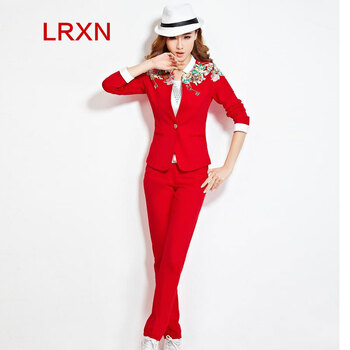 LRXN2015秋冬新款女装冬上新小西服三件套修身显瘦运动套装时尚休闲8932 粉红色 XL