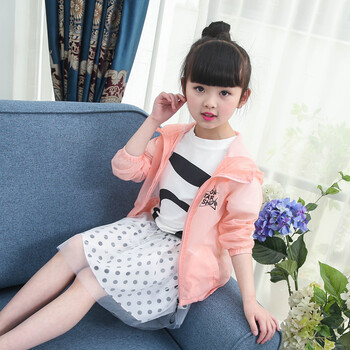 女童透气5-12岁6儿童夏装防晒服7小女孩9夏季防风外套 粉红色 110