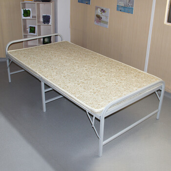 叠亿 二折叠 龙骨床 铁架床 折叠床 铁艺床 送配套棕垫 98cm宽配棕垫