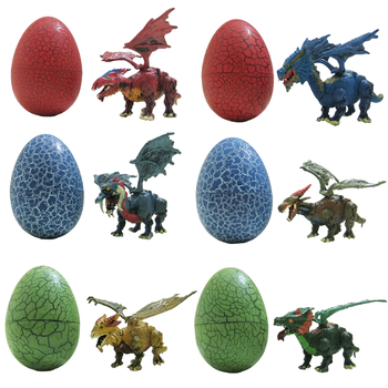蛋玩具仿真模型动物变形孵化蛋4d拼装霸王龙不倒翁儿童套装 6只飞龙蛋
