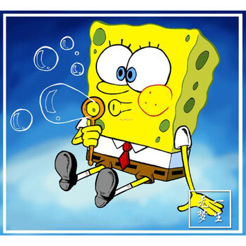 diy钻石画方钻满钻圆钻卡通动漫海绵宝宝粘钻十字绣钻石绣儿童房 方钻