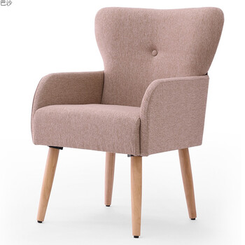 简约书桌椅单人休闲木椅布艺沙发椅子办公椅 简约沙发椅sxkb-淡妃色11