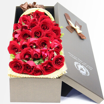 蔷薇恋七夕情人节 鲜花速递同城配送33朵红玫瑰礼盒表白生日礼物 33朵红玫瑰礼盒C 如图制作