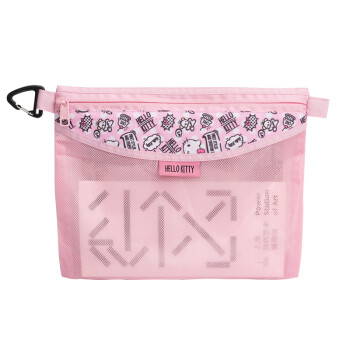 日本凯蒂猫（Hello Kitty）杂物收纳袋M 中号 文件文具防水收纳袋拉链袋文件包手提包  可爱粉