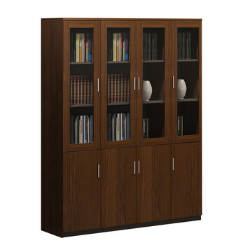 板式文件柜木质带锁资料办公柜子档案柜储物柜书柜带玻璃开门 十门