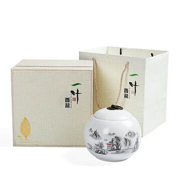 陶瓷大号半斤装 单个装双个装带礼盒 中号秀水明山 【一叶香茗礼盒】
