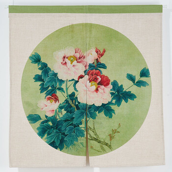 荷花水墨国画帘中国风棉麻门帘挂帘隔断帘子中式风水软隔断半门帘