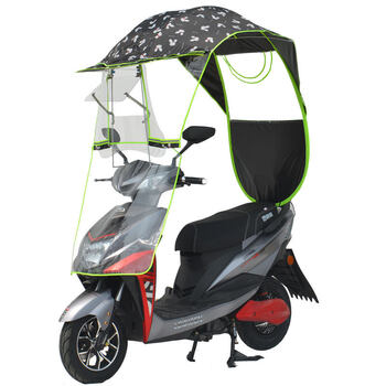 兵小哥电动车遮雨棚蓬遮阳伞加大摩托电瓶车防雨夏天防晒透明挡风 黑