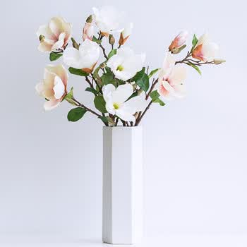 米子家居 玉兰花仿真花假花客厅家居装饰品摆件 餐桌花瓶花艺套装