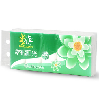 【京东超市】幸福阳光(sunelements)卫生纸 太阳花无芯卷纸3层80G*10粒