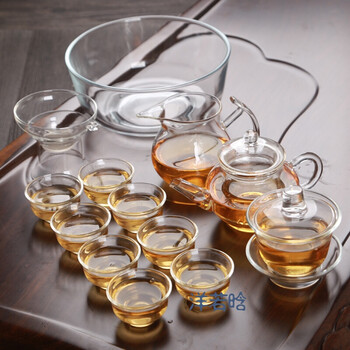 透明玻璃茶具套装家用迷你泡茶壶红茶普洱小茶杯茶碗配件 玻璃六人壶