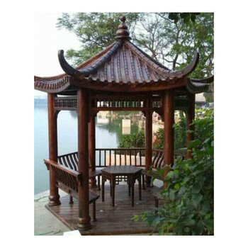 碳化防腐木 六角八角凉亭木屋户外实木亭子 庭院别墅景区公园 2.