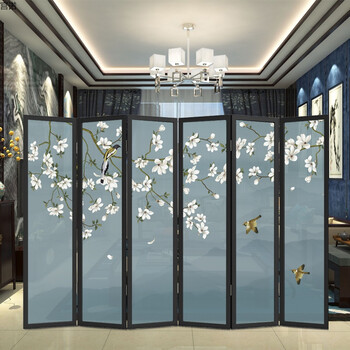 屏风布艺卧室办公客厅酒店隔断时尚玄关折叠移动实木折屏简约欧式