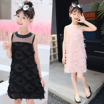 榴芒贝贝女童连衣裙儿童裙子夏装2018女孩舞蹈裙3-4-5-6-7-8-9-11岁