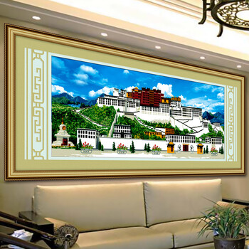 蒙娜丽莎水晶钻石十字绣满钻客厅大画5D钻石画布达拉宫钻石绣贴钻画砖石画5d满钻点钻绣水晶画 YT8372