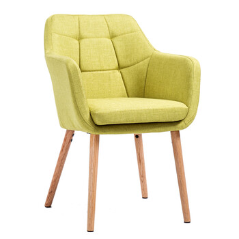 小味 北欧实木餐椅 布艺休闲咖啡厅现代简约靠背椅 草绿色 波纹款