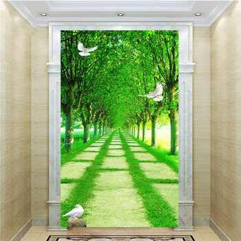 玄关过道风景画 自粘客厅走廊壁画沙发背景墙3d壁纸防水仿真画办公室