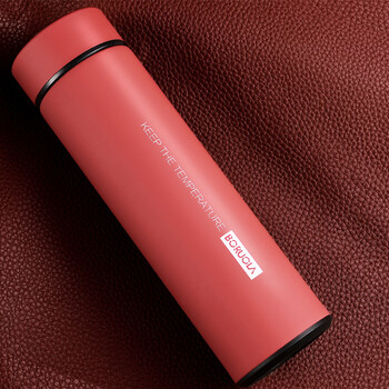 爱自由304不锈钢保温杯商务男女便携杯子定制水杯 红色 500ml