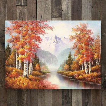 油画走廊田园无框画单幅客厅遮挡花卉创意手绘壁画沙发发财树风景中式