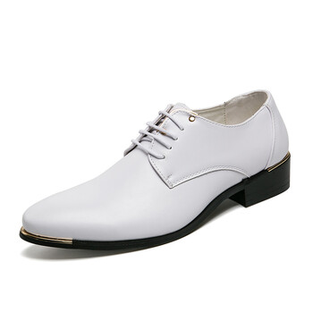 白色婚鞋男士帅气尖头皮鞋男韩版英伦时尚潮商务正装休闲鞋 白色 42
