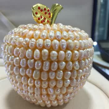 天然珍珠苹果圣诞礼品汽车用品车载摆饰工艺品装饰摆件 白色珍珠 直径