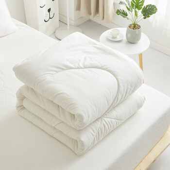 大豆纤维被全棉秋冬被学生被芯被子被褥加厚保暖冬被 白色 180*220cm