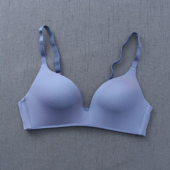 款舒适无痕无钢圈少女文胸聚拢小胸大学生高中生维密内衣胸罩 浅蓝色