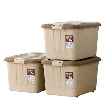 
                                        
                                        禧天龙Citylong 60L大号卡其色收纳箱带滑轮环保塑料储物箱家用整理箱3个装 6063                
