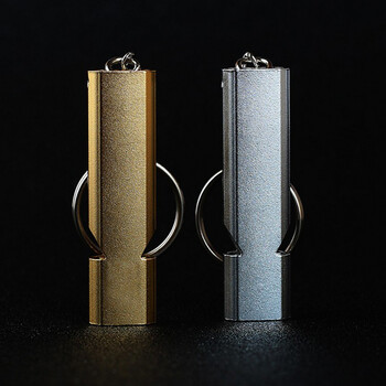 合金双管口哨野外求生哨子户外救生口哨高频高分贝地震双孔爆音 金色