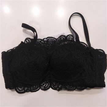 曼妮芬 防走光侧收聚拢女士抹胸内衣 薄杯蕾丝舒适文胸20810940 黑色