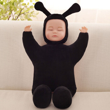 安抚娃娃睡眠儿童公主抱睡玩偶公仔婴儿洋娃娃毛绒玩具 黑色金龟子款